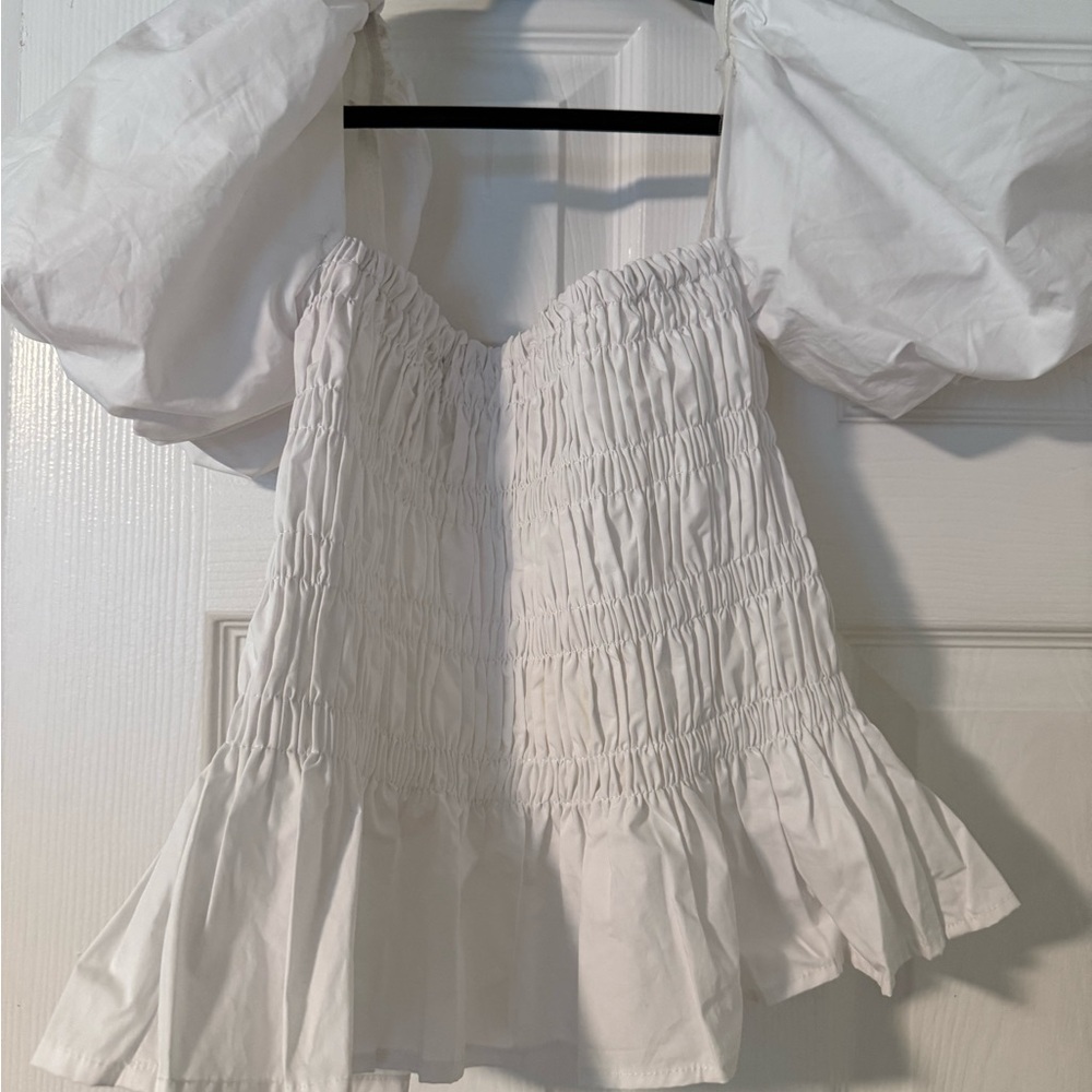 ASTR The Label Smocked White Top